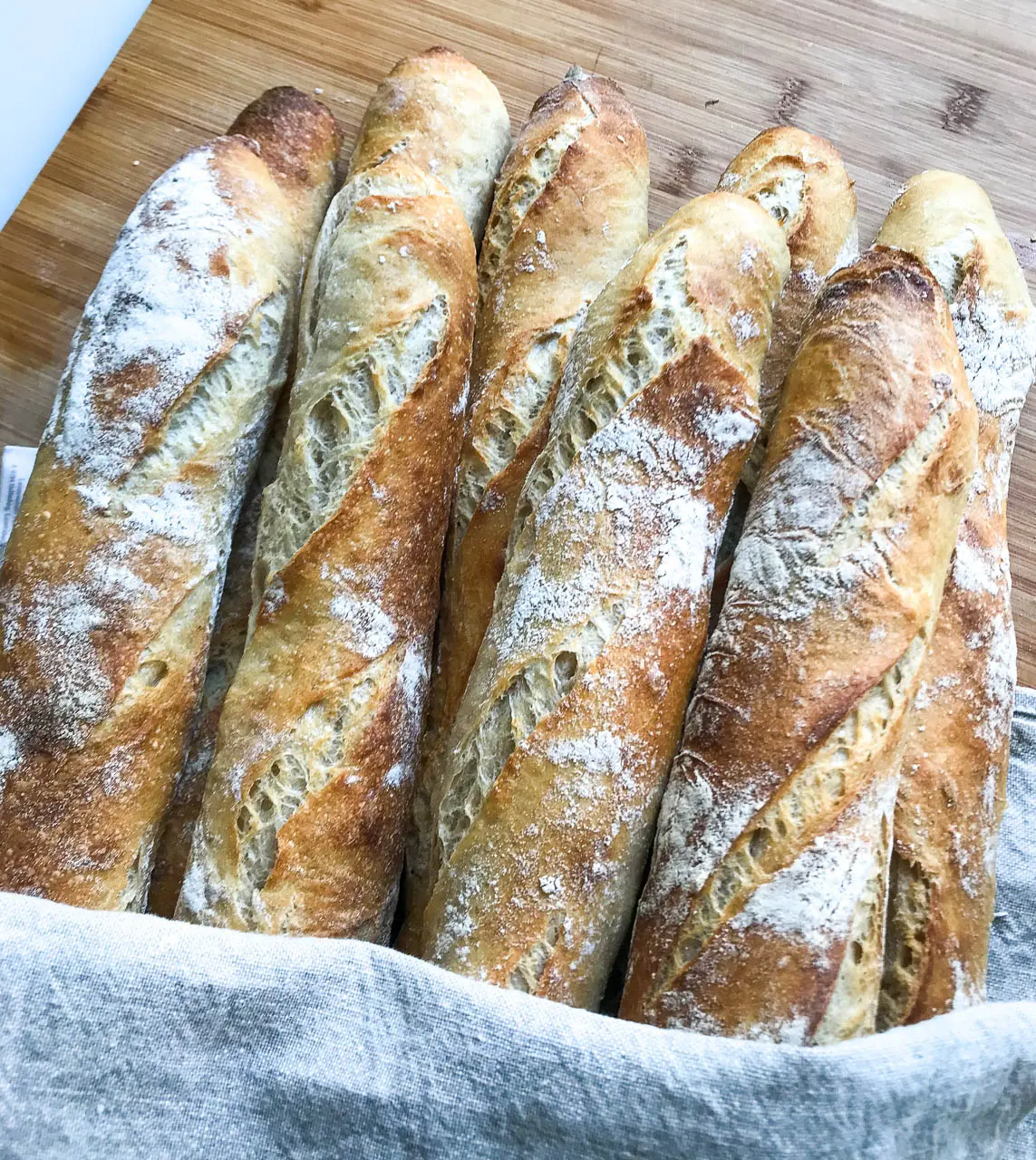 Ein Korb voller frischer Baguette