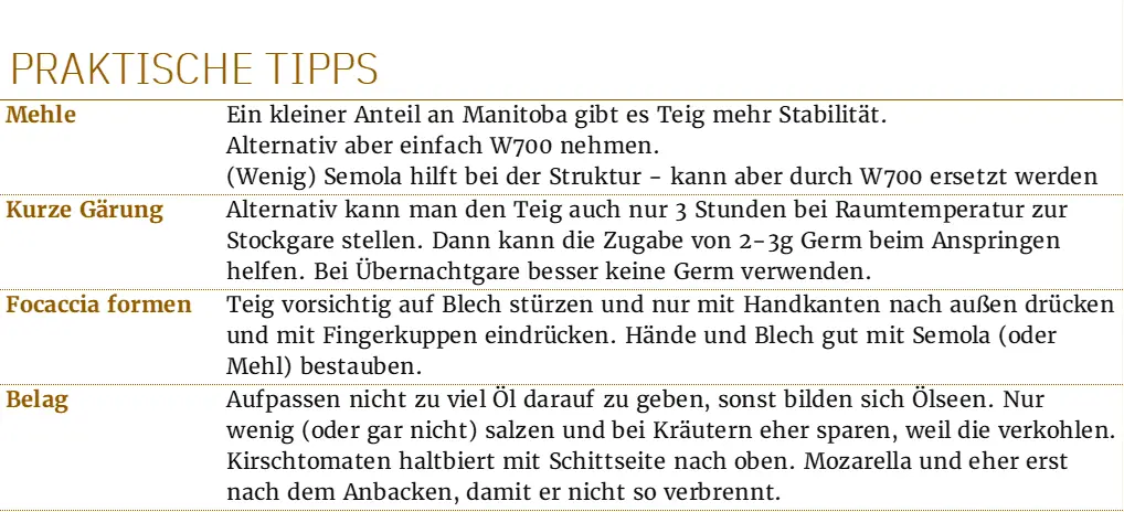 Ein Bild mit praktischen Tipps zum Backen und Kochen