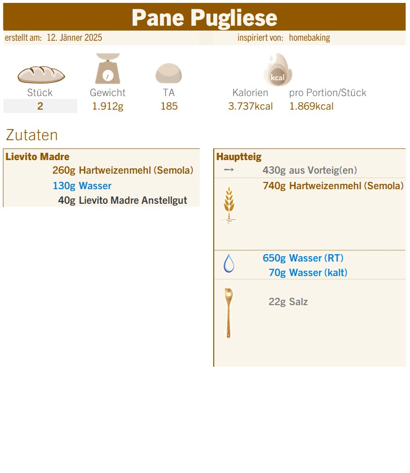 Rezept Zutaten für Pane Pugliese